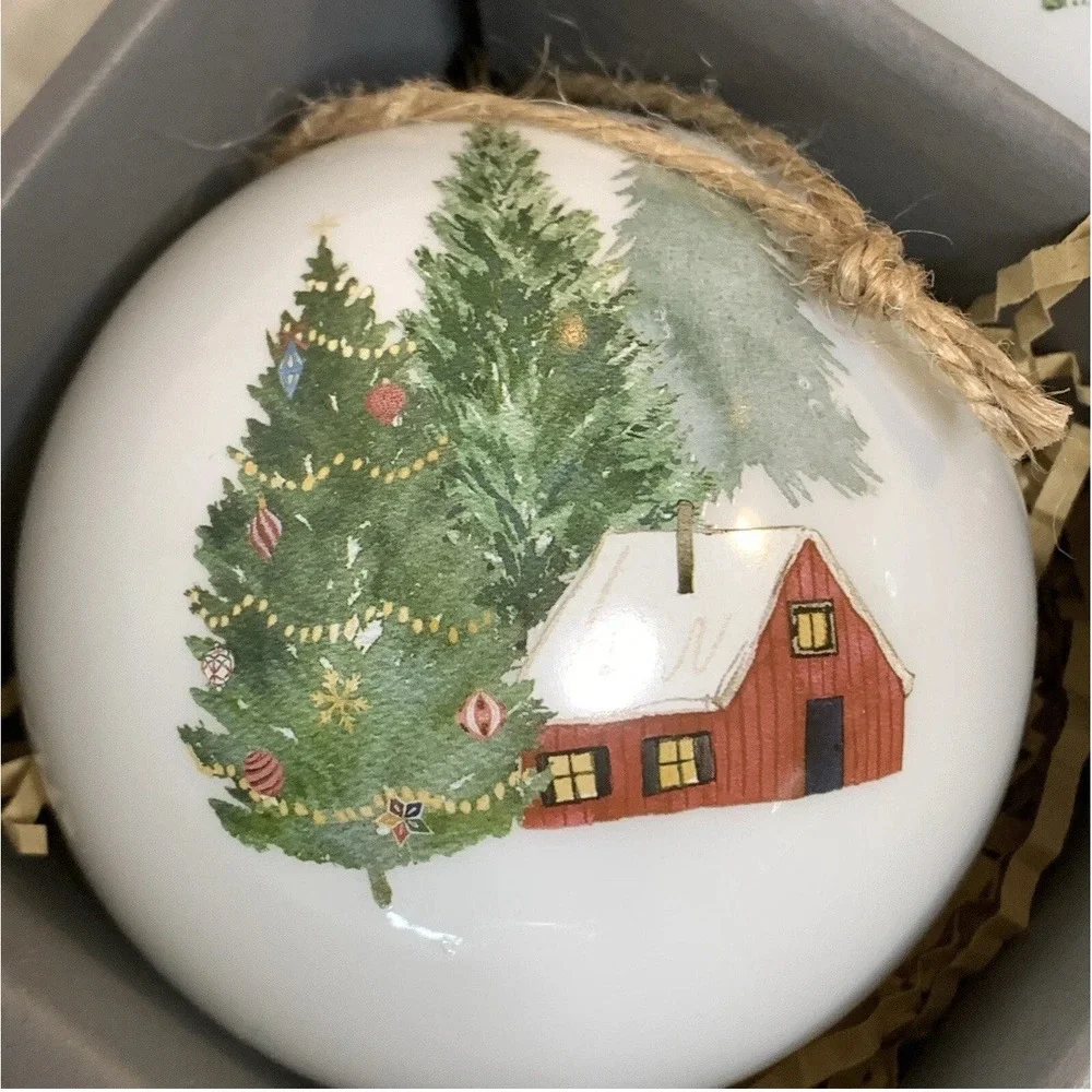 Pottery‎ Barn CHRISTMAS IN THE COUNTRY ORNAMENT SET Nostalgic Glass Balls